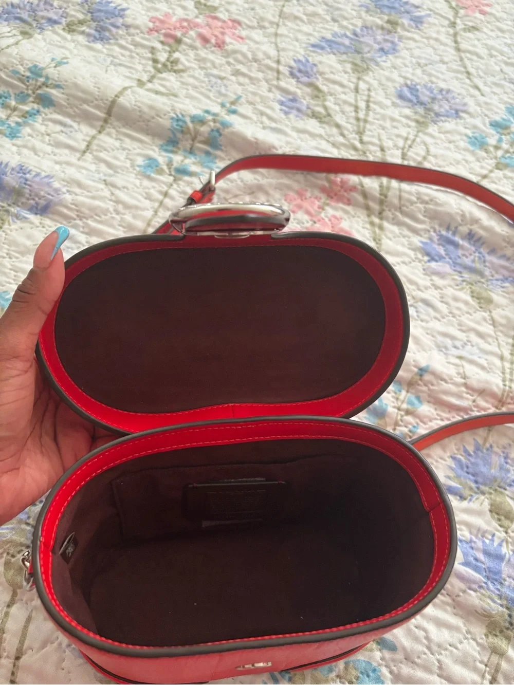 Coach Red Pebbled Leather Crossbody with Top Handle